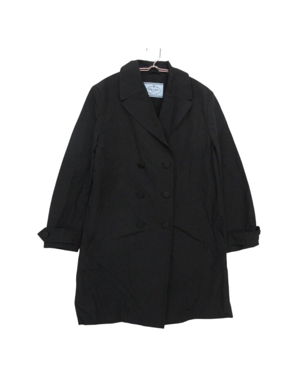 Prada Trench Coat Nylon Double Breasted Spring Jacket Black
